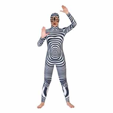 Zebra catsuit/second skin voor volwassenen