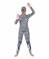 Zebra catsuit second skin voor volwassenen